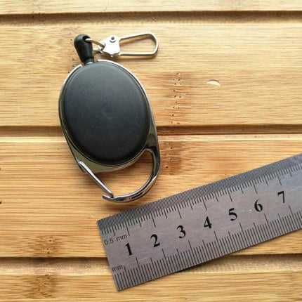 Outdoor Telescopic Wire Rope Key Ring Retractable EDC Keychain compact ABS zinc alloy key reel with carabiner and ruler for size reference