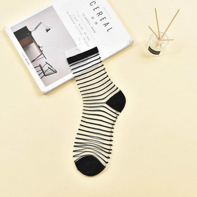 Chic Sheer Lace Mesh Stretch Socks - 10 Pairs for Women