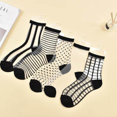 Chic Sheer Lace Mesh Stretch Socks - 10 Pairs for Women