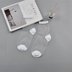 Lot de 10 paires de chaussettes transparentes extensibles en fibre de maille et dentelle attrayantes