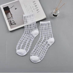 Chic Sheer Lace Mesh Stretch Socks - 10 Pairs for Women