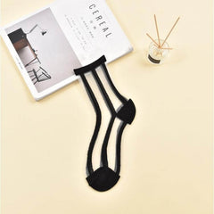 Chic Sheer Lace Mesh Stretch Socks - 10 Pairs for Women