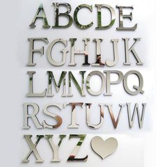 Creative 3D Acrylic Mirror Wall Stickers - Set of 2 English Letter Decor for Home