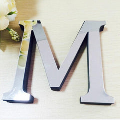 Creative 3D Acrylic Mirror Wall Stickers - Set of 2 English Letter Decor for Home