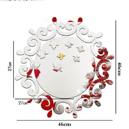Flower Vine Mirror Wall Sticker Gold For Living Room Decor - round decorative gold vine mirror decal 46cm for living room walls
