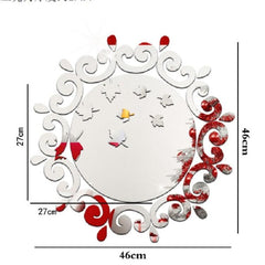 Mural de vinilo decorativo con diseño de flores y enredaderas que adornan el espejo para pared