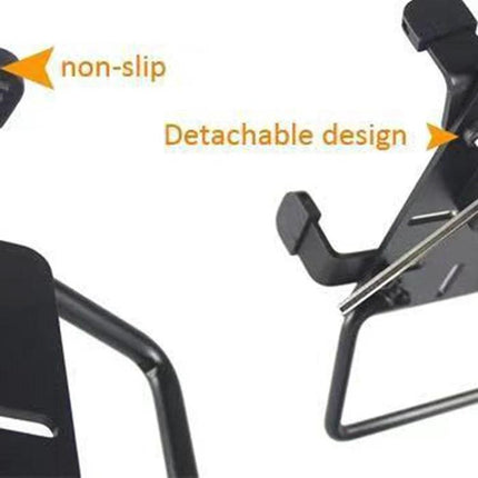 Adjustable Metal Stand for Securing POS Machines on Counters showing detachable non-slip design and adjustable tilt and rotation