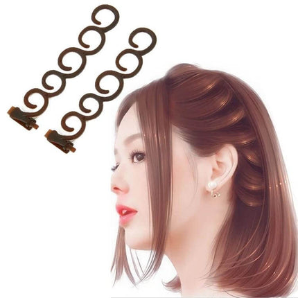 Aleekit Elegance Hair Clip Flower Braider For Braids Black 13.5x2.5cm - black floral braid clip decorating braids and updos