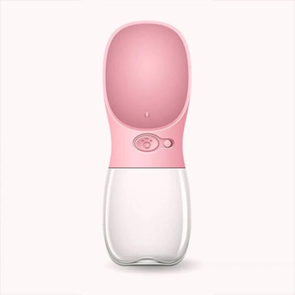 Convenient Water Dispenser for Pets on Outdoor Trips - pink portable squeeze bottle with attached bowl for walks and hikes