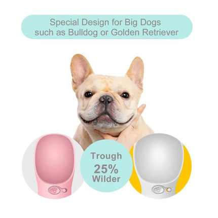Convenient Water Dispenser for Pets on Outdoor Trips - portable squeeze bottle with attached bowl for dogs (bulldog) for walks and hikes