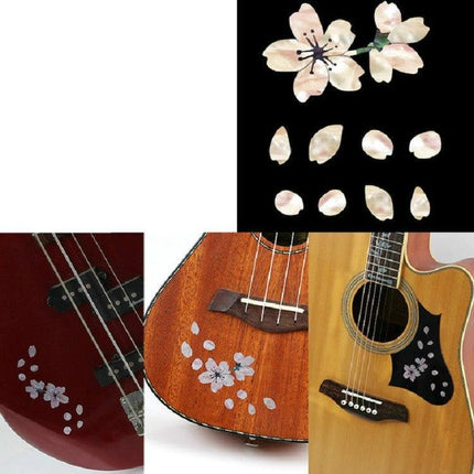 Cherry Blossom Stickers for Daily Guitar Customization - delicate floral decals shown applied to acoustic and electric guitar bodies