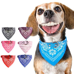 Stylish Adjustable Dog Bandana Scarf Collar with Leather Print for Your Pup