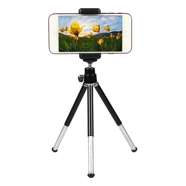 Portable Aluminum Tripod Mount for Mobile Phones, Black - compact CNC aluminum travel tripod for steady vlogging and hands-free mobile photography