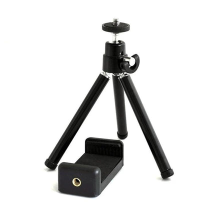 Portable Aluminum Tripod Mount for Mobile Phones, Black - compact CNC aluminum travel tripod with phone holder for vlogging and steady shots