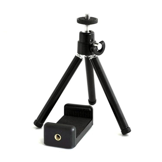 Portable Aluminum Tripod Mount for Mobile Phones, Black - compact CNC aluminum travel tripod with phone holder for vlogging and steady shots