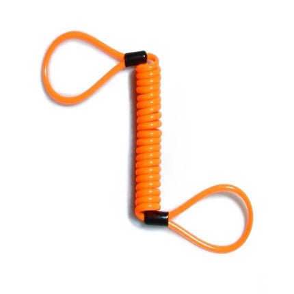 Motorcycle Disc Lock Reminder Cable For Theft Protection - bright orange coiled reminder cord with loops to attach disc lock and handgrip