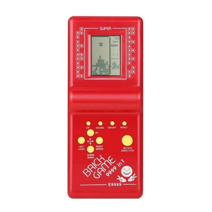 Portable Classic Tetris Handheld Game Console with Built-in Games - red portable brick game with LCD Tetris screen and control buttons
