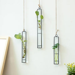 Elegant Iron Art Glass Wall Hanging Plant Decor for Home and Garden