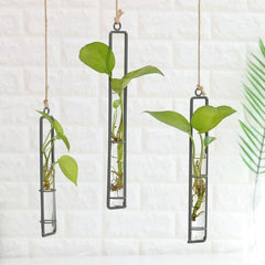 Elegant Iron Art Glass Wall Hanging Plant Decor for Home and Garden