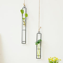 Elegant Iron Art Glass Wall Hanging Plant Decor for Home and Garden