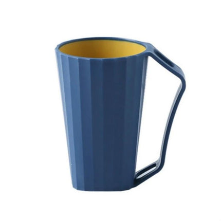 Bathroom Cup for Daily Toothbrushing with Handle - blue plastic rinsing cup with ergonomic handle and toothbrush drain slot