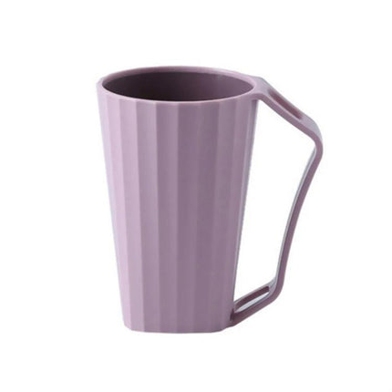 Bathroom Cup for Daily Toothbrushing with Handle in pastel purple with ergonomic grip and toothbrush drain slot