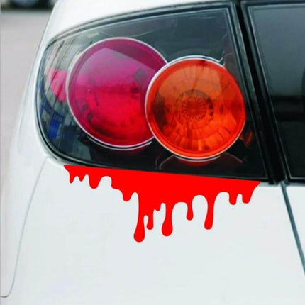 Reflective Red Blood Design Car Stickers for Vehicles applied near taillight — pack of 10 reflective 14x5cm decals for visibility and edgy vehicle styling