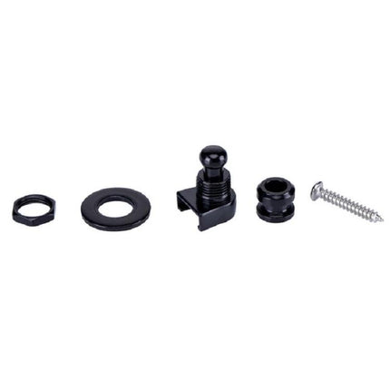 Essential Guitar Strap Lock for Daily Music Practice black strap lock kit showing screw, washer, nut and locking pin for secure daily practice