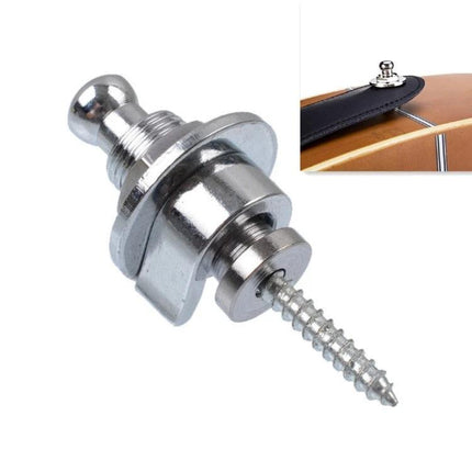 Essential Guitar Strap Lock for Daily Music Practice - chrome screw-in strap lock securing acoustic guitar for reliable daily practice