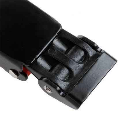 Alt Tag: Tirol Helmet Chin Strap Quick Release Buckle for Motorbike close-up of black lightweight sew-on plastic quick-release helmet chin strap buckle