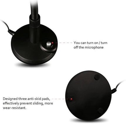 XIAOKOA Microphone For Daily Home Recording And Podcasting tabletop USB mic base with on/off button and three anti-skid pads