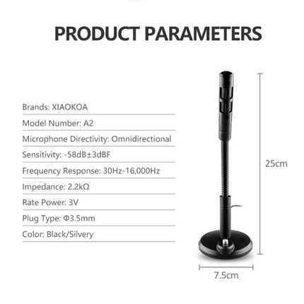 XIAOKOA Microphone For Daily Home Recording And Podcasting - USB plug-and-play desktop mic 25cm, omnidirectional, reduces background noise