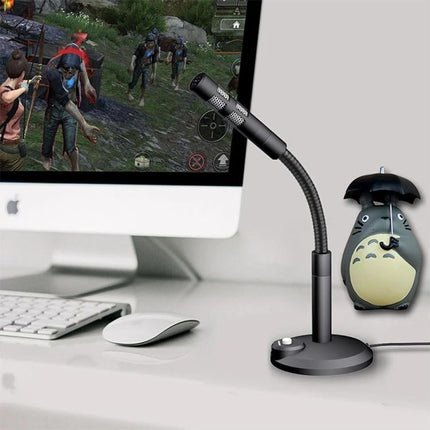 XIAOKOA Microphone For Daily Home Recording And Podcasting USB desktop mic on stand beside iMac for clear podcasting and virtual meetings