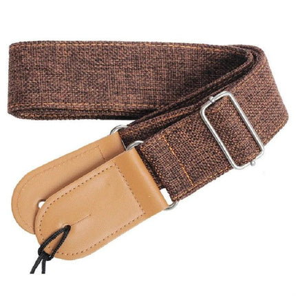 Comfortable Cotton Linen Strap for Everyday Guitar Sessions brown adjustable cotton-linen guitar strap with leather ends