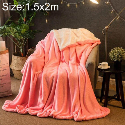 Winter Sofa Blanket Coral For Home And Office Cozy soft coral flannel rectangle blanket draped on armchair, lightweight warmth for autumn and winter