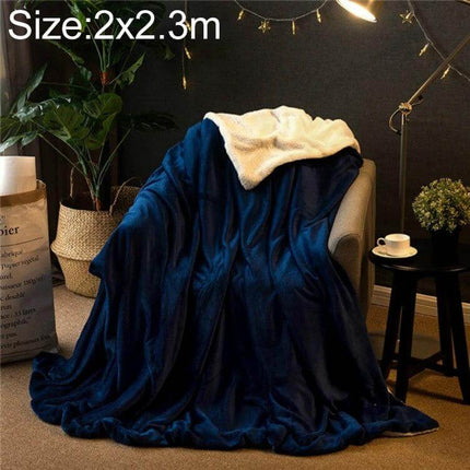 Winter Sofa Blanket Coral For Home And Office Cozy navy blue polyester flannel rectangle draped on armchair for autumn and winter