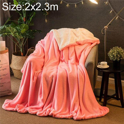Winter Sofa Blanket Coral For Home And Office Cozy draped on armchair showing coral flannel polyester rectangle for autumn and winter warmth