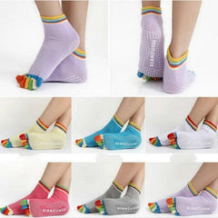 Women's Five-toe Anti-slip Yoga Socks - One Size, Assorted Colors