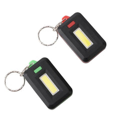 Compact 3W COB LED Keychain Flashlight Set - 2 Pack with 3 Lighting Modes for Emergencies and Camping