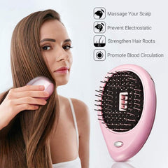 Mini Ionic Electric Hair Straightening Brush with Anti-Static Massage Feature