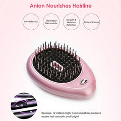 Mini Ionic Electric Hair Straightening Brush with Anti-Static Massage Feature