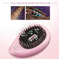 Mini Ionic Electric Hair Straightening Brush with Anti-Static Massage Feature