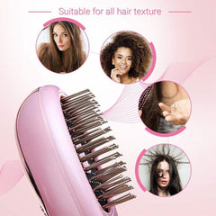 Mini Ionic Electric Hair Straightening Brush with Anti-Static Massage Feature