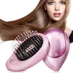 Mini Ionic Electric Hair Straightening Brush with Anti-Static Massage Feature