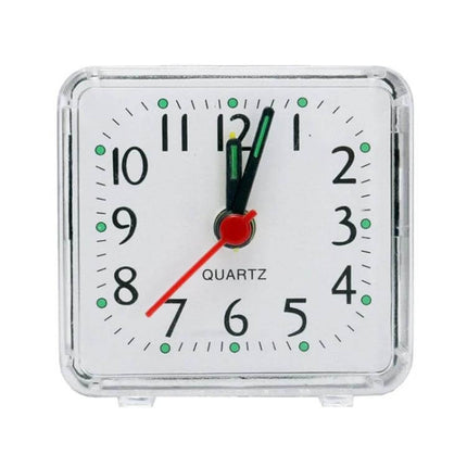 Square Alarm Clock With Transparent Case For Bedside And Office compact silent quartz bedside alarm clock with clear ABS case