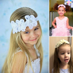 Flower Ribbon Diamond Hairband for Newborn Girls - Stylish Hair Accessories