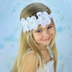 Flower Ribbon Diamond Hairband for Newborn Girls - Stylish Hair Accessories