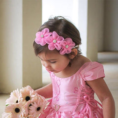 Flower Ribbon Diamond Hairband for Newborn Girls - Stylish Hair Accessories