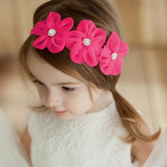 Flower Ribbon Diamond Hairband for Newborn Girls - Stylish Hair Accessories