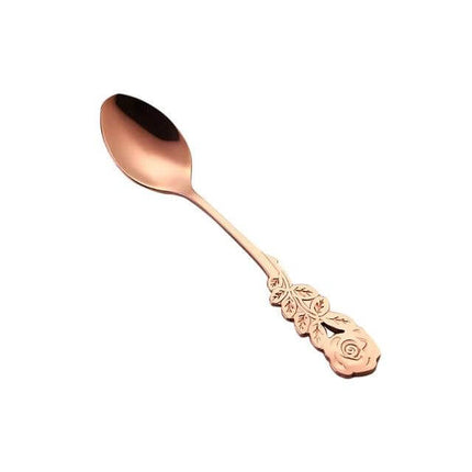 Rose Flower Coffee Spoon For Everyday Use At Home Kitchen - 13.1cm stainless steel rose-motif stirring spoon, rust-resistant, ideal for coffee and sugar